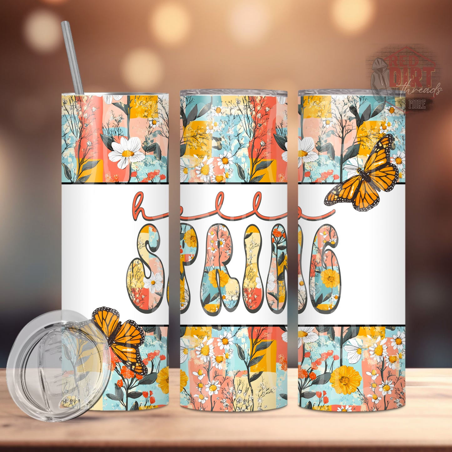 Hello Spring Insulated Tumbler with Plastic Lid and Sealed Reusable Straw | Trendy Cup | Hot/Cold Tumbler