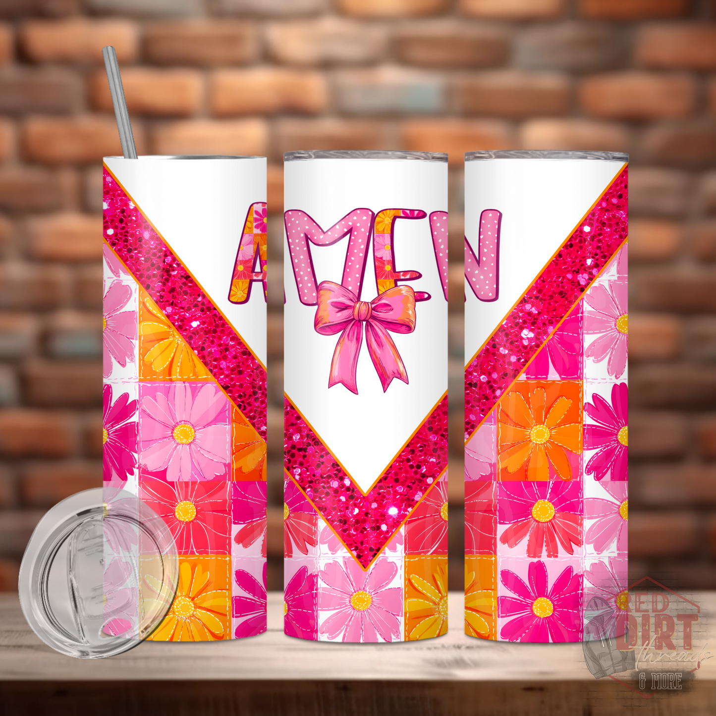 Amen Insulated Tumbler with Plastic Lid and Sealed Reusable Straw | Trendy Summer Cup | Hot/Cold Tumbler