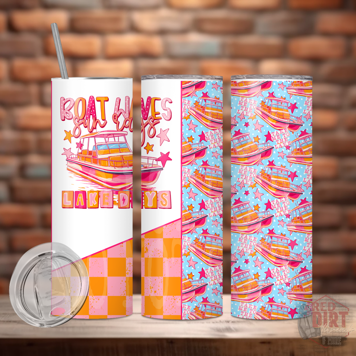 Boat Days Sun Rays Lake Days Insulated Tumbler with Plastic Lid and Sealed Reusable Straw | Trendy Summer Cup | Hot/Cold Tumbler