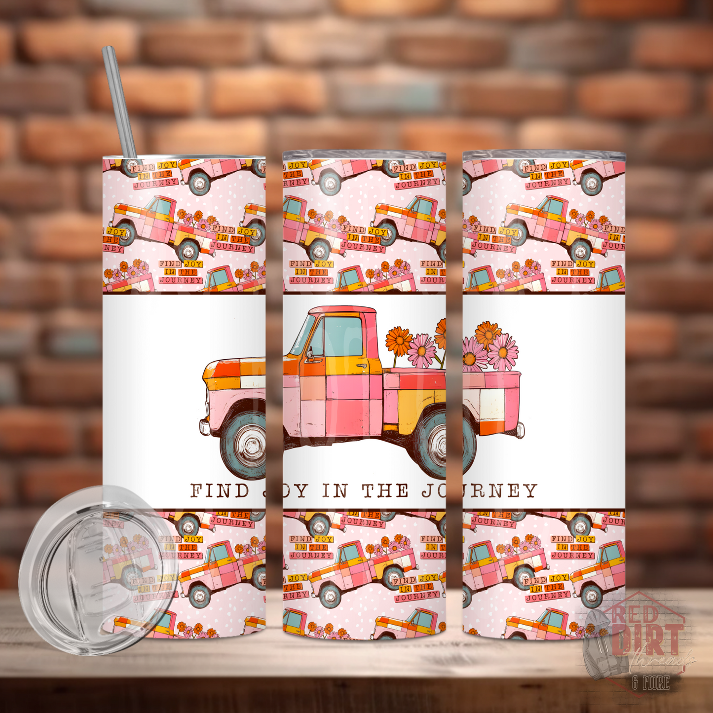 Find Joy In The Journey Insulated Tumbler with Plastic Lid and Sealed Reusable Straw | Trendy Summer Cup | Hot/Cold Tumbler