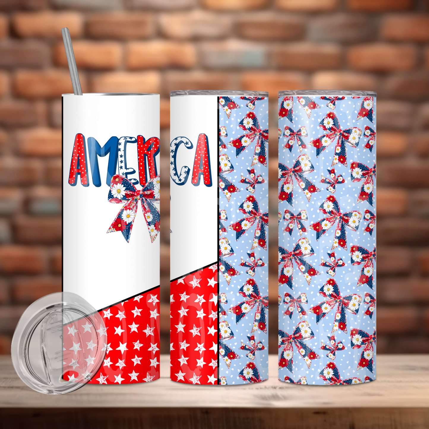 America Insulated Tumbler with Plastic Lid and Sealed Reusable Straw | Trendy Independence Day Cup | Hot/Cold Tumbler