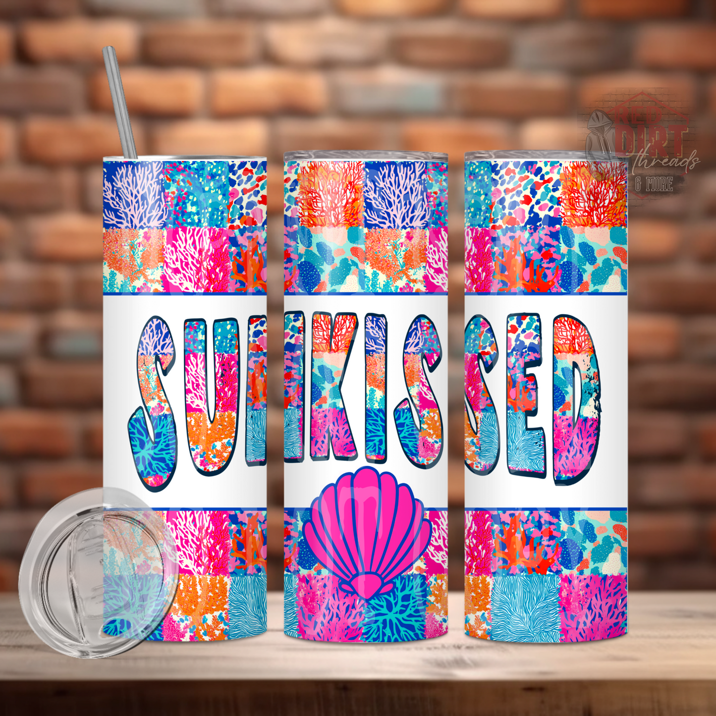 Sunkissed Insulated Tumbler with Plastic Lid and Sealed Reusable Straw | Trendy Summer Cup | Hot/Cold Tumbler