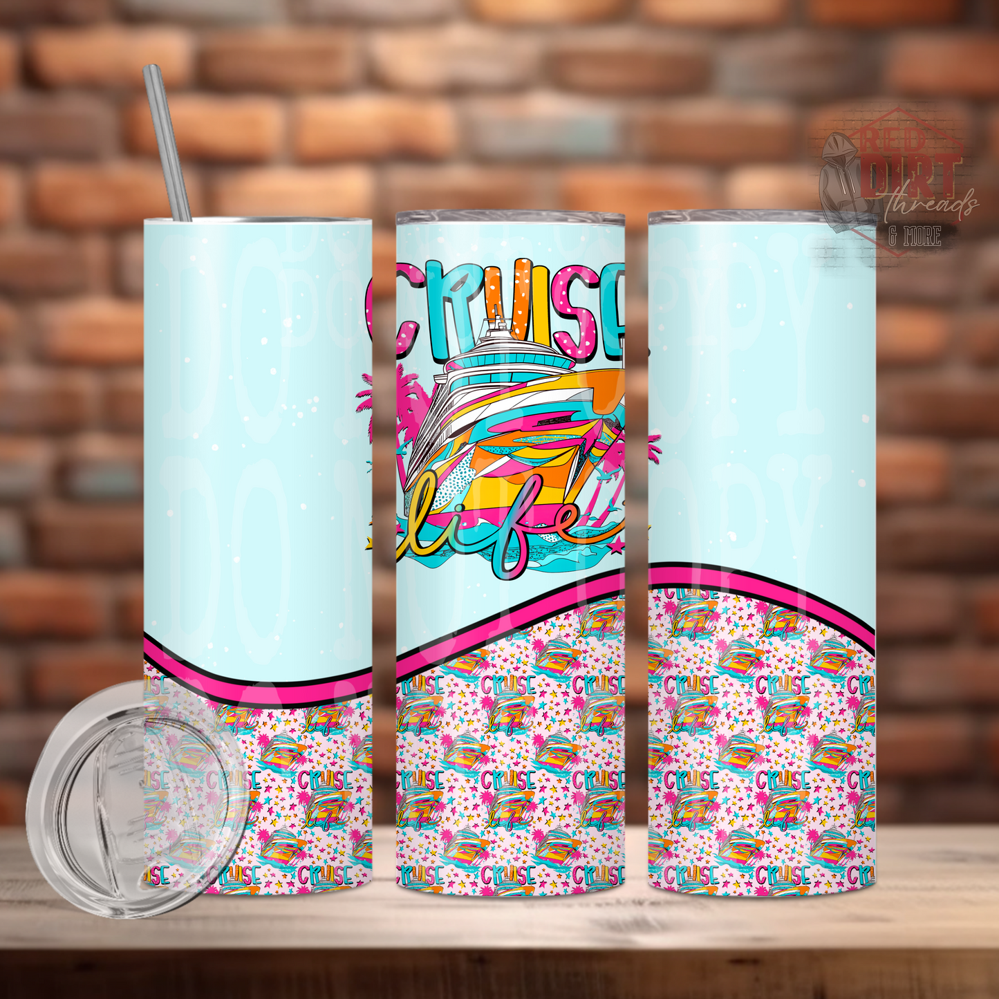 Cruise Life Insulated Tumbler with Plastic Lid and Sealed Reusable Straw | Trendy Summer Cup | Hot/Cold Tumbler