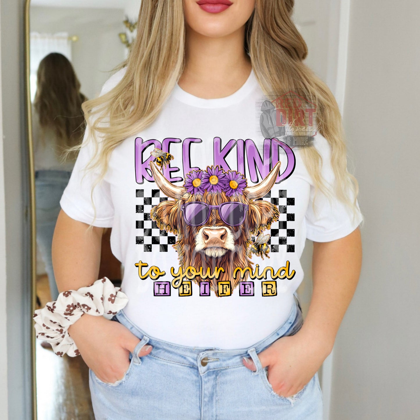 Bee Kind To Your Mind Heifer DTF Transfer | Trendy Mental Health Awareness DTF Transfer | High Quality Image Transfers | Ready to Press | Fast Shipping