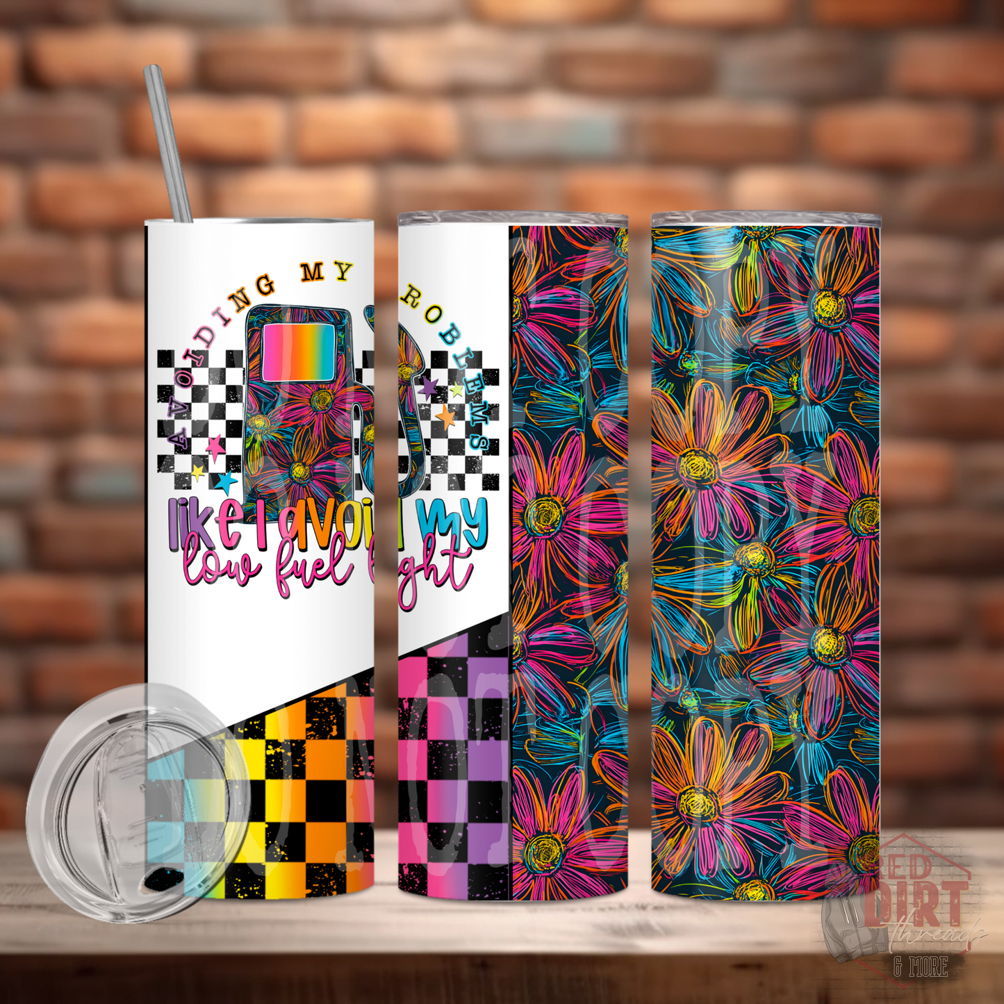 Avoiding My Problems Like I Avoid My Low Fuel Light Insulated Tumbler with Plastic Lid and Sealed Reusable Straw | Trendy Snarky Cup | Hot/Cold Tumbler