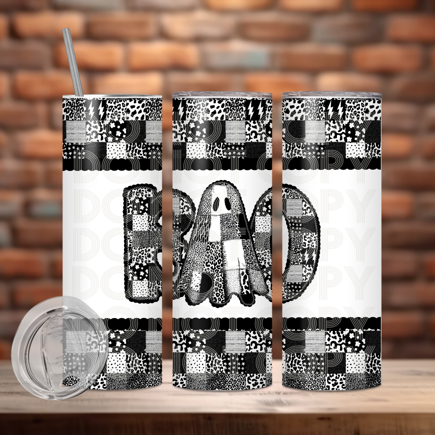 Boo BW Insulated Tumbler with Plastic Lid and Sealed Reusable Straw | Trendy Halloween Cup | Hot/Cold Tumbler