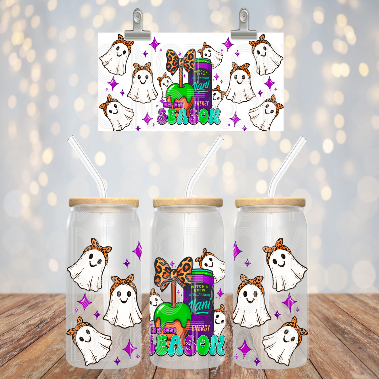 Tis The Season UV DTF Libbey Transfer | Trendy Fall Libbey Wrap | Ready to Transfer | High Quality | Waterproof UV Transfer