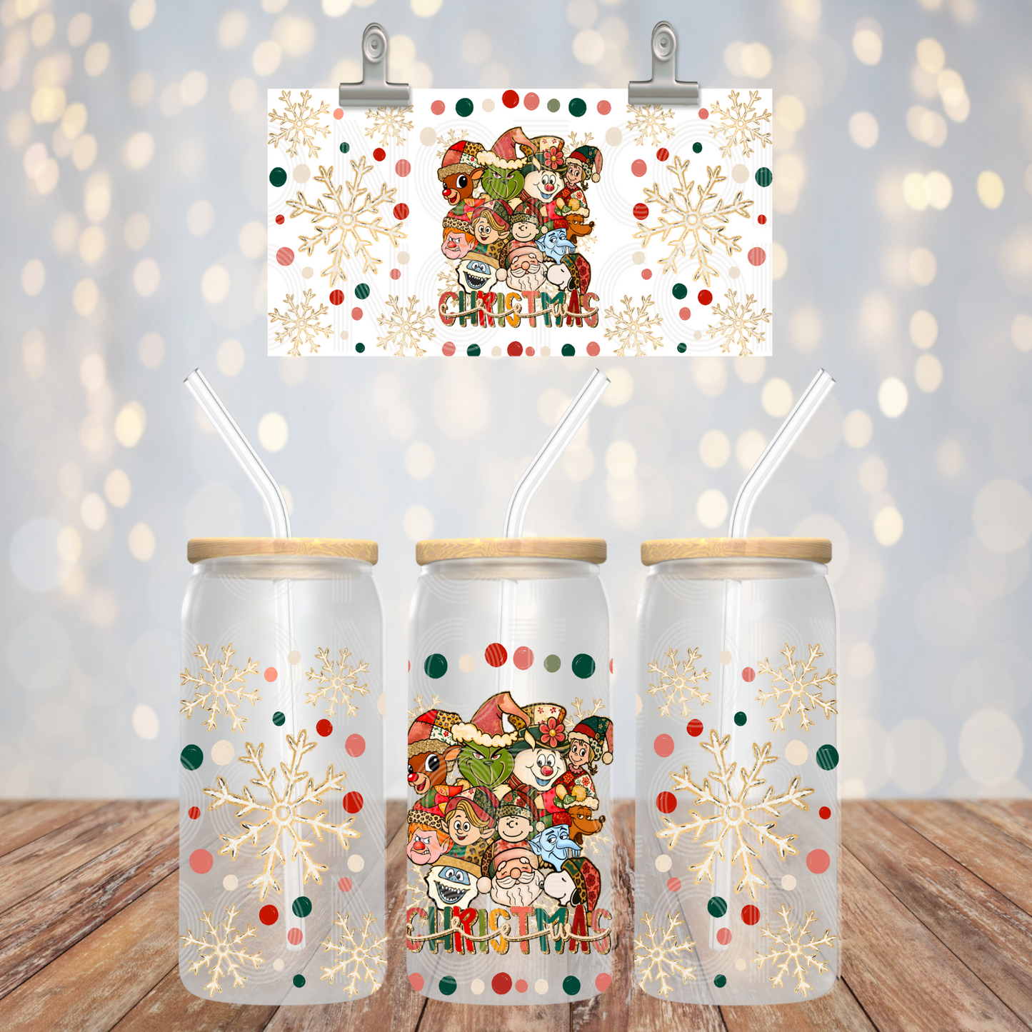 Christmas Crew UV DTF Libbey Transfer | Trendy Christmas Libbey Wrap | Ready to Transfer | High Quality | Waterproof UV Transfer