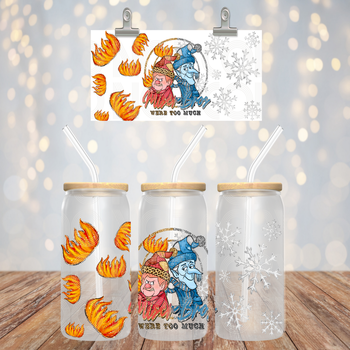 We're Too Much UV DTF Libbey Transfer | Trendy Christmas Libbey Wrap | Ready to Transfer | High Quality | Waterproof UV Transfer