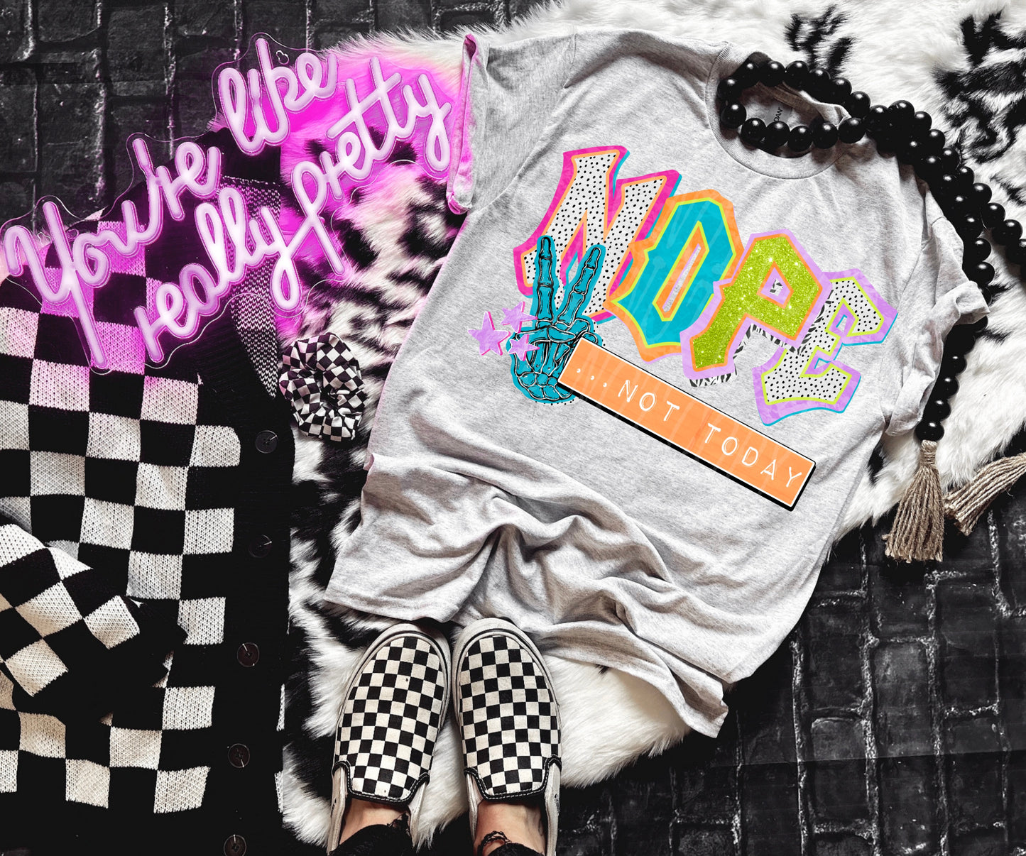Nope Not Today DTF Transfer Ready to Press | Funny Sarcastic DTF | Retro Bold Graphic Tee Design | Trendy Attitude Shirt Print