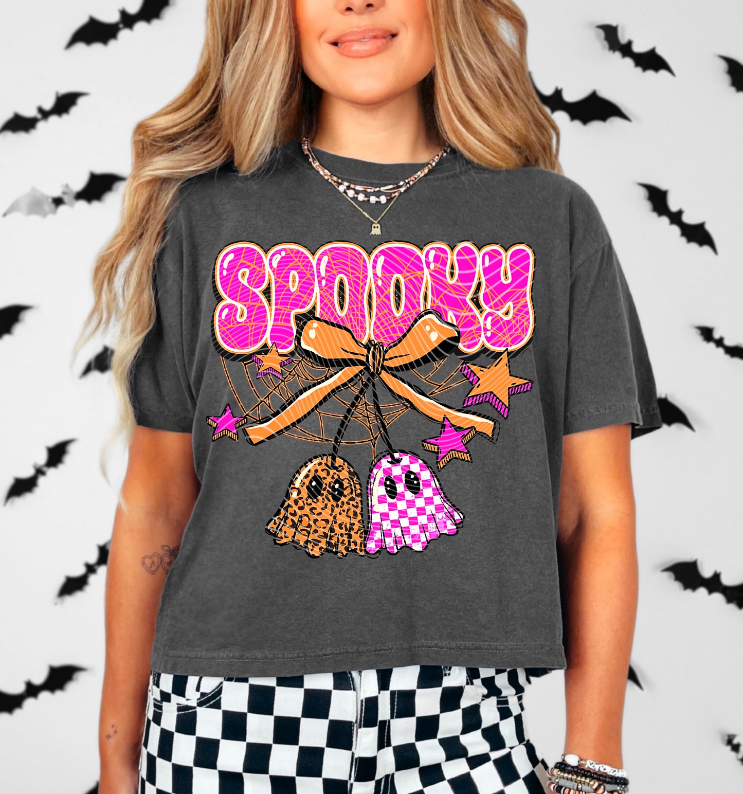 Pink Spooky Ghost Cherries DTF Transfer | Trendy Halloween DTF Transfer | High Quality Image Transfers | Ready to Press | Instant Peel