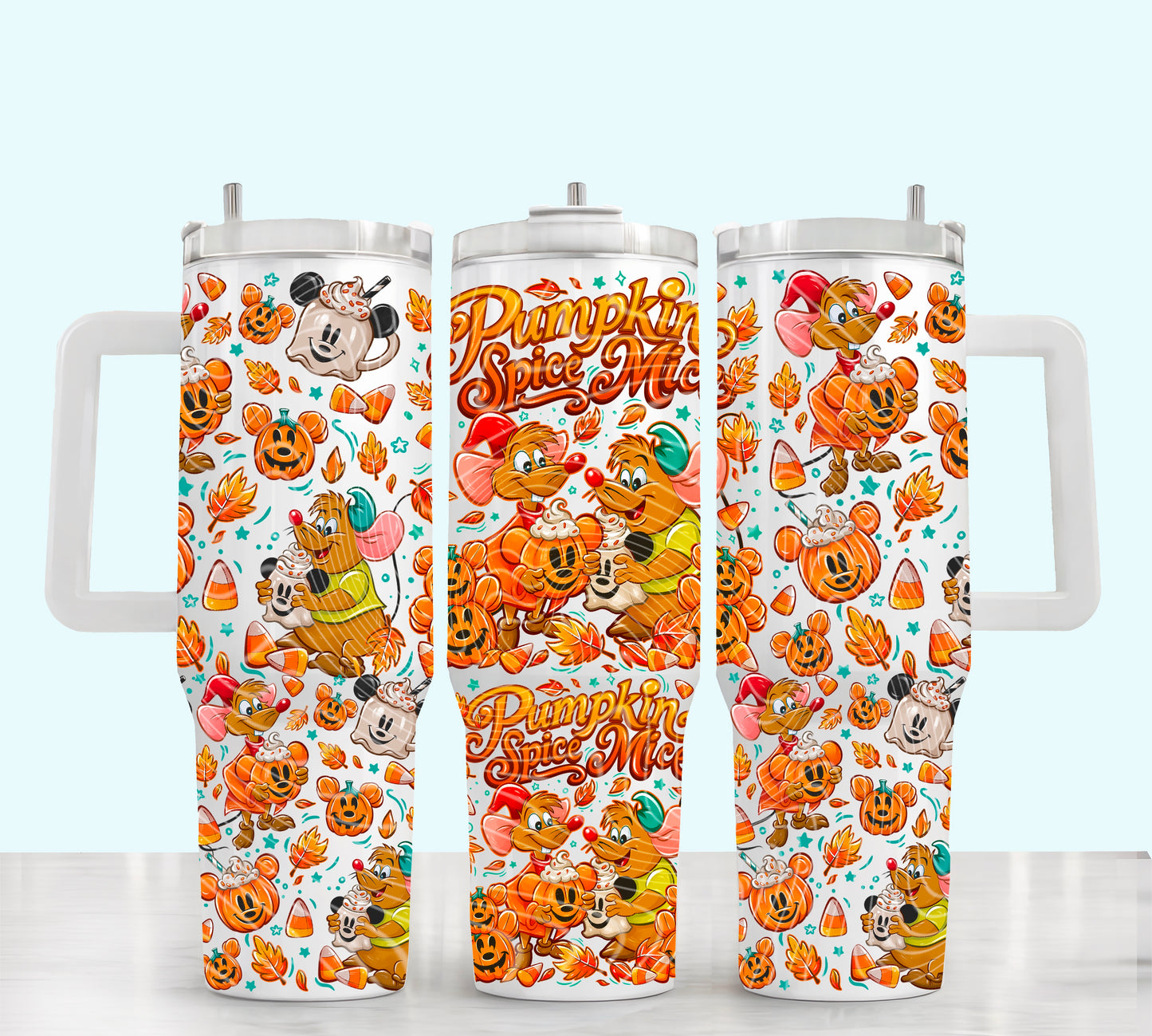 Pumpkin Spice Mice UV DTF 40oz Tumbler Transfer | Trendy Fall Tumbler Wrap | Ready to Transfer | High Quality | Waterproof UV Transfer