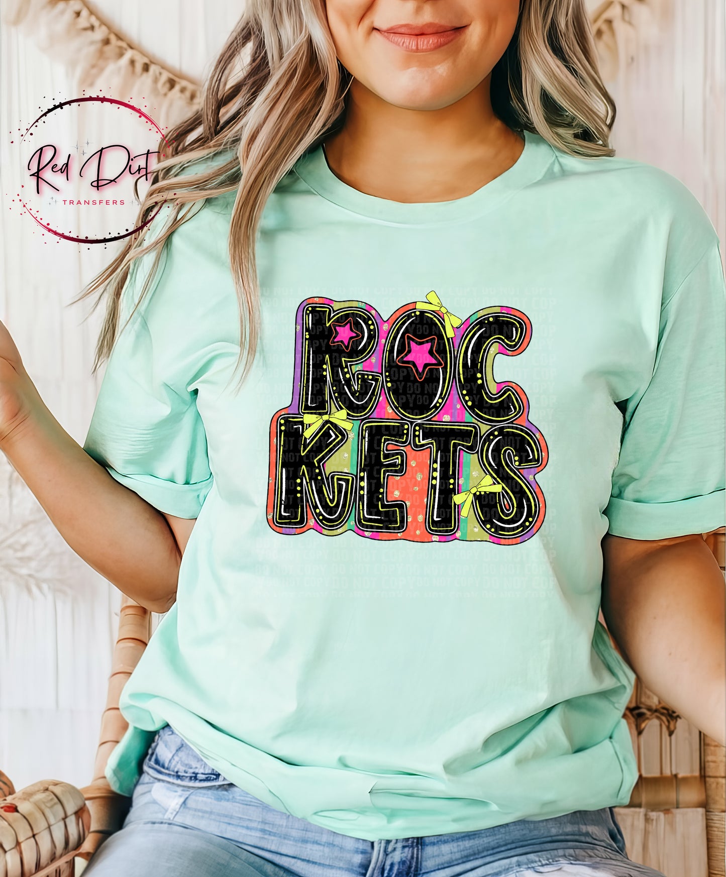 Retro Rockets Mascot T-Shirt | School Spirit Game Day Tee | Colorful School Pride Shirt