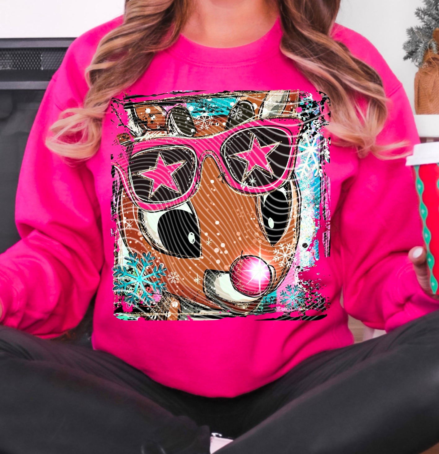 Reindeer Selfie DTF Transfer | Trendy Christmas DTF Transfer | High Quality Image Transfers | Ready to Press | Instant Peel