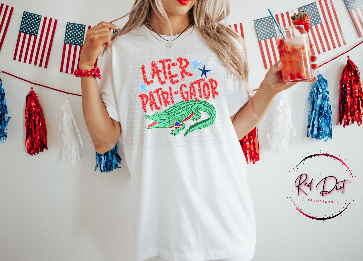 Later Patri Gator DTF Transfer Ready To Press Patriotic Alligator Fourth Of July Transfer Americana DTF