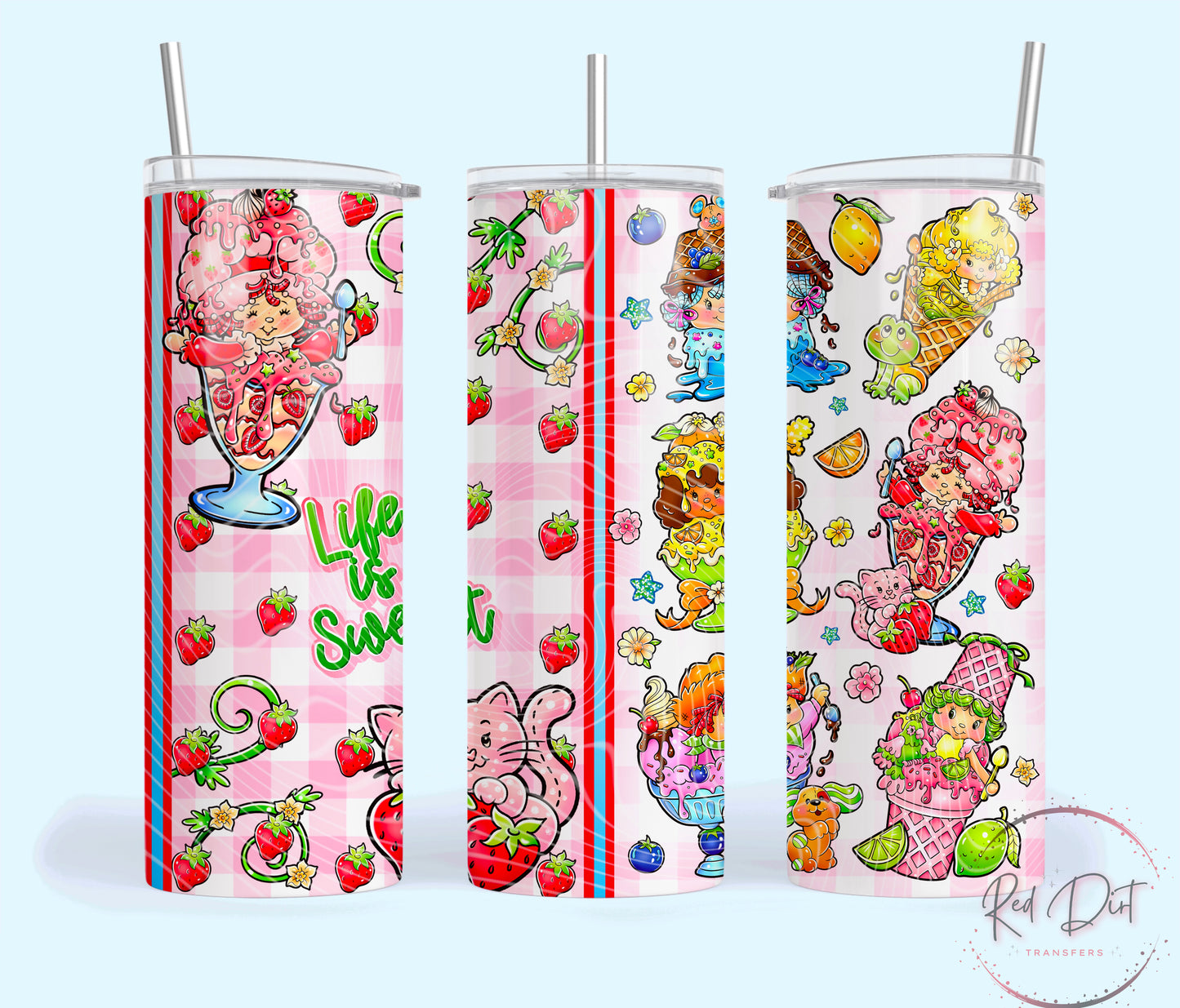 Shortcake Ice Cream Insulated Tumbler with Plastic Lid and Sealed Reusable Straw | Trendy Summer Cup | Hot/Cold Tumbler