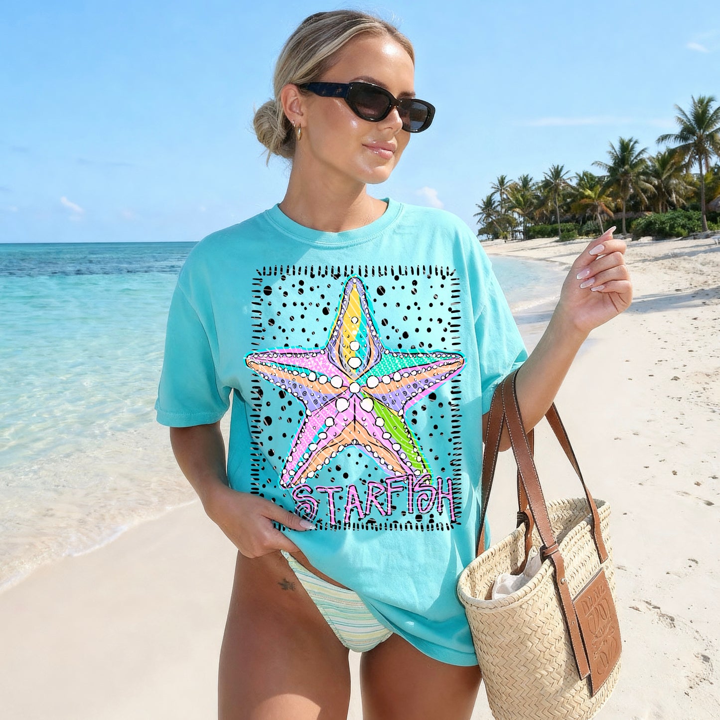 Starfish DTF Transfer, Beach Ready to Press Transfer, Coastal Summer Graphic, Ocean Boutique Design, Heat Transfer Print