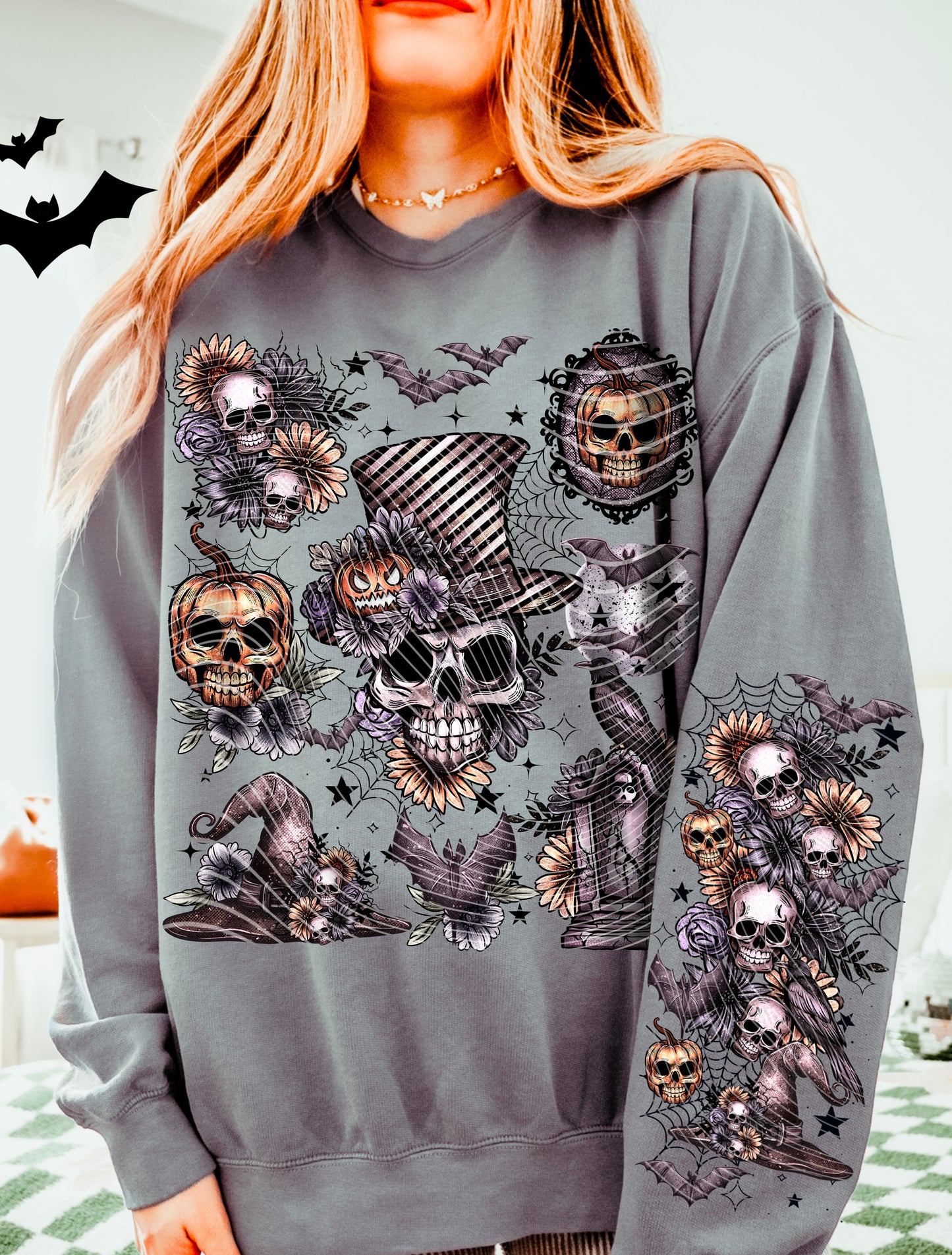 Top Hat Skull (Black Stars) DTF Transfer | Trendy Halloween DTF Transfer | Ready to Press | High Quality DTF Transfers | Fast Shipping