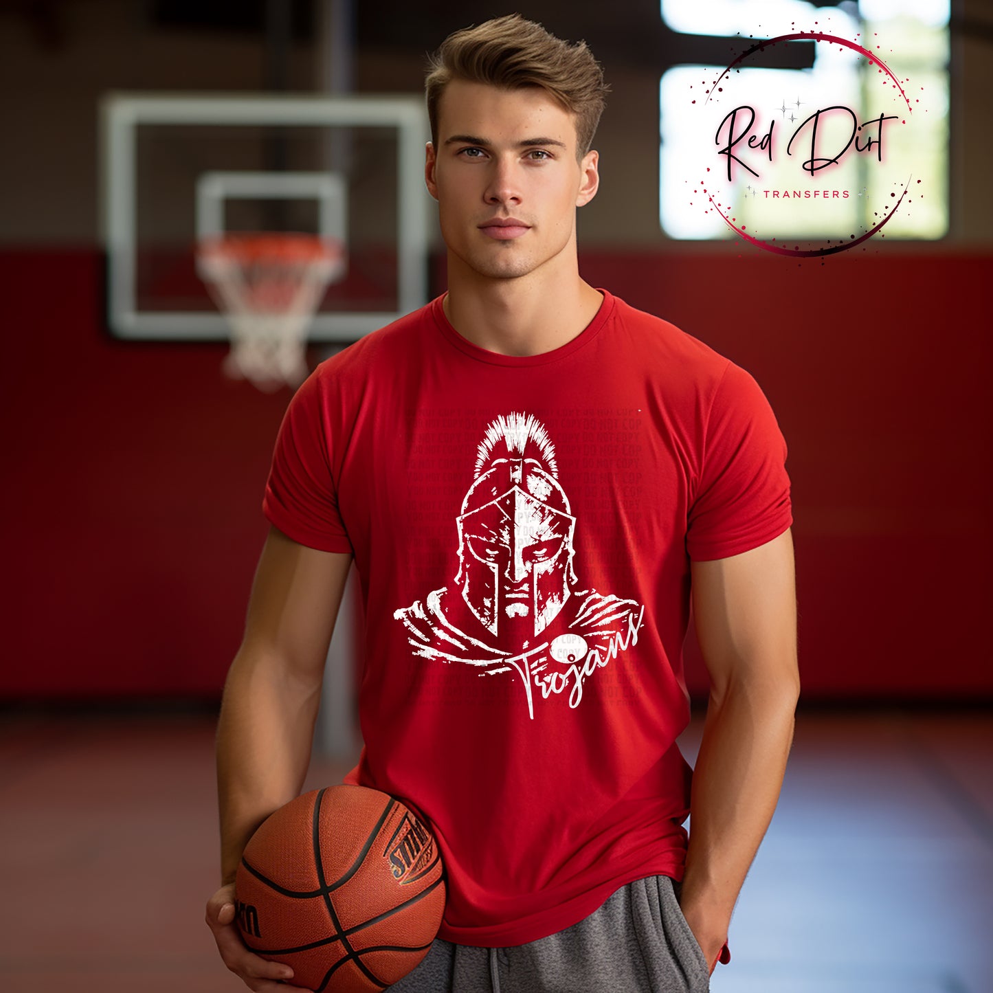 Trojans Aggressive Mascot DTF Transfer | Football Heat Transfer | Game Day Ready to Press Design | Red Dirt Transfers