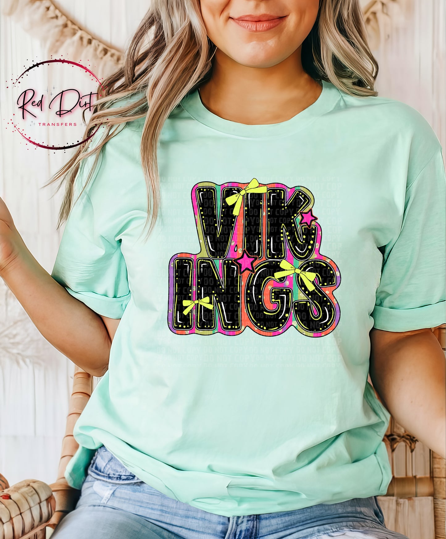 Retro Vikings Mascot T-Shirt | School Spirit Game Day Tee | Colorful School Pride Shirt