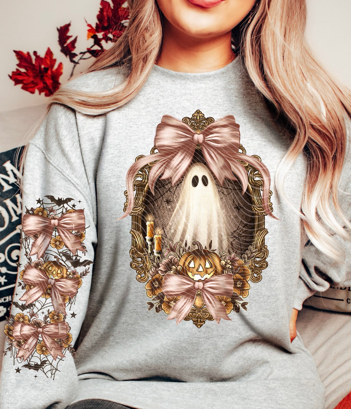 Vintage Ghost Sweat Shirt | Trendy Halloween Hoodie with Sleeves | Fast Shipping | Super Soft Shirts for Women