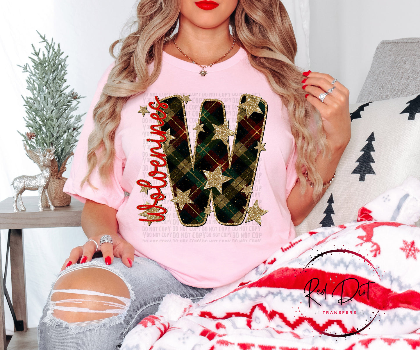 Wolverines Christmas Plaid Mascot T-Shirt | Trendy School Spirit Shirt | Fast Shipping | Super Soft Shirts for Men/Women/Kid's