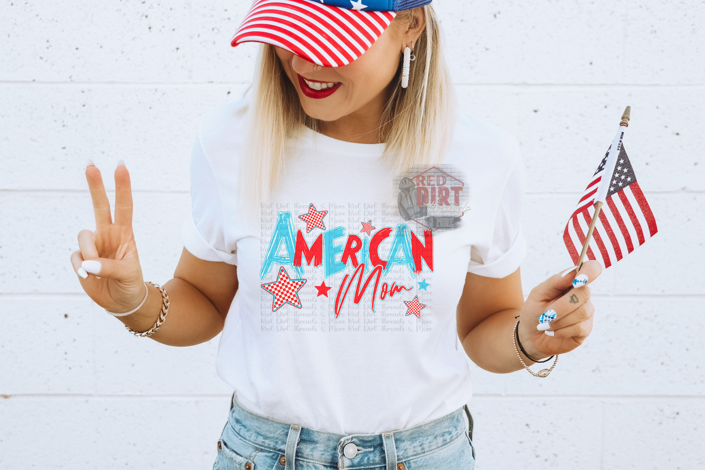 American Mom (Stars) DTF Transfer | Trendy Independence Day DTF Transfer | High Quality Image Transfers | Ready to Press | Fast Shipping
