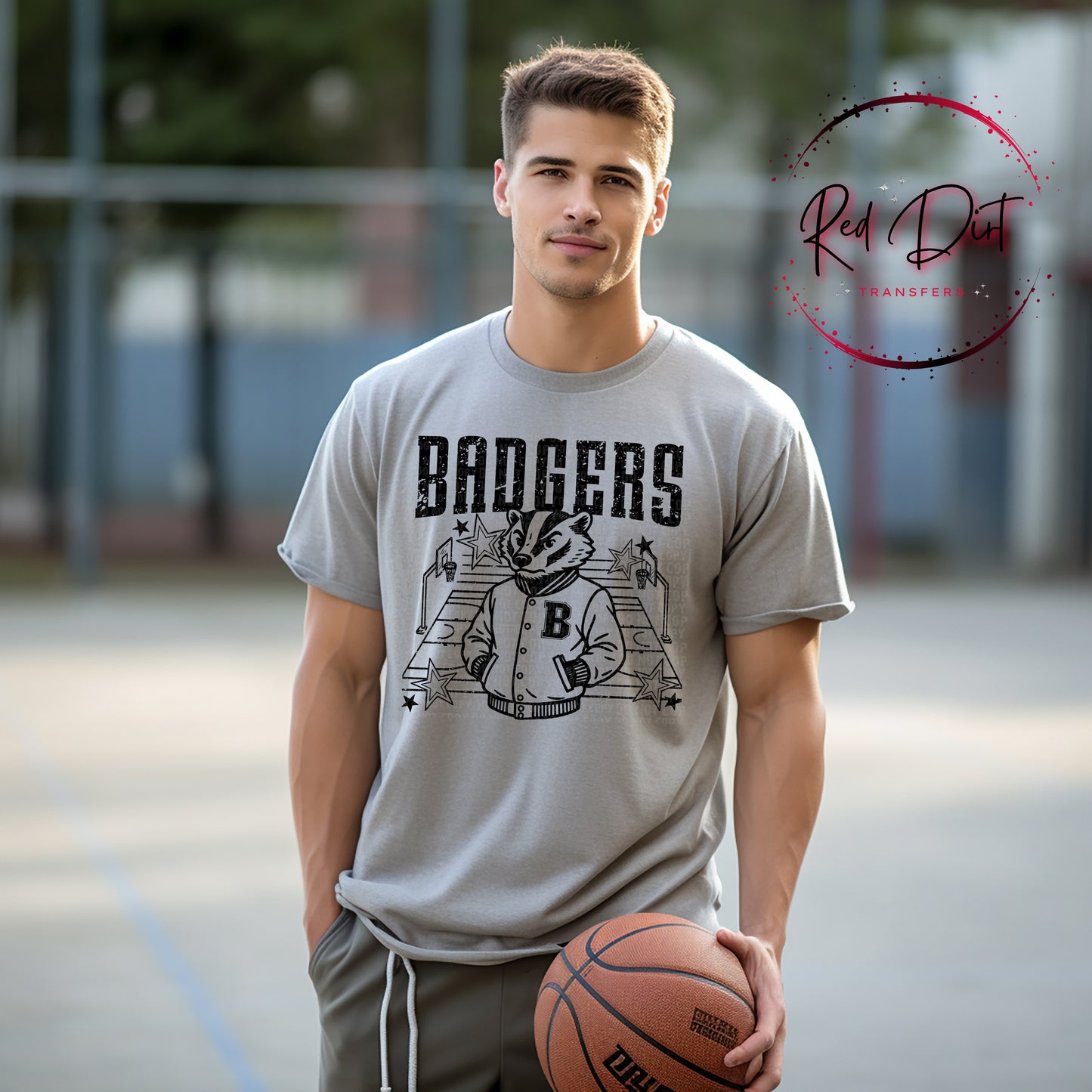 Badgers Basketball Letterman T-Shirt | Trendy School Spirit Shirt | Fast Shipping | Super Soft Shirts for Men/Women/Kid's