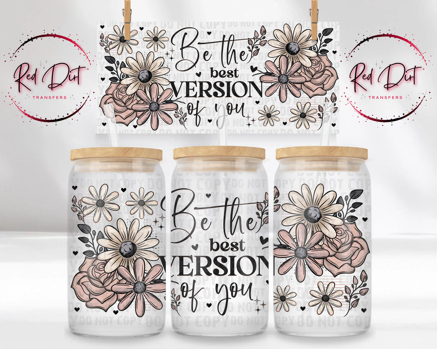 Be The Best Version of You UV DTF Libbey Transfer | Trendy Uplifting Libbey Wrap | Ready to Transfer | High Quality | Waterproof UV Transfer