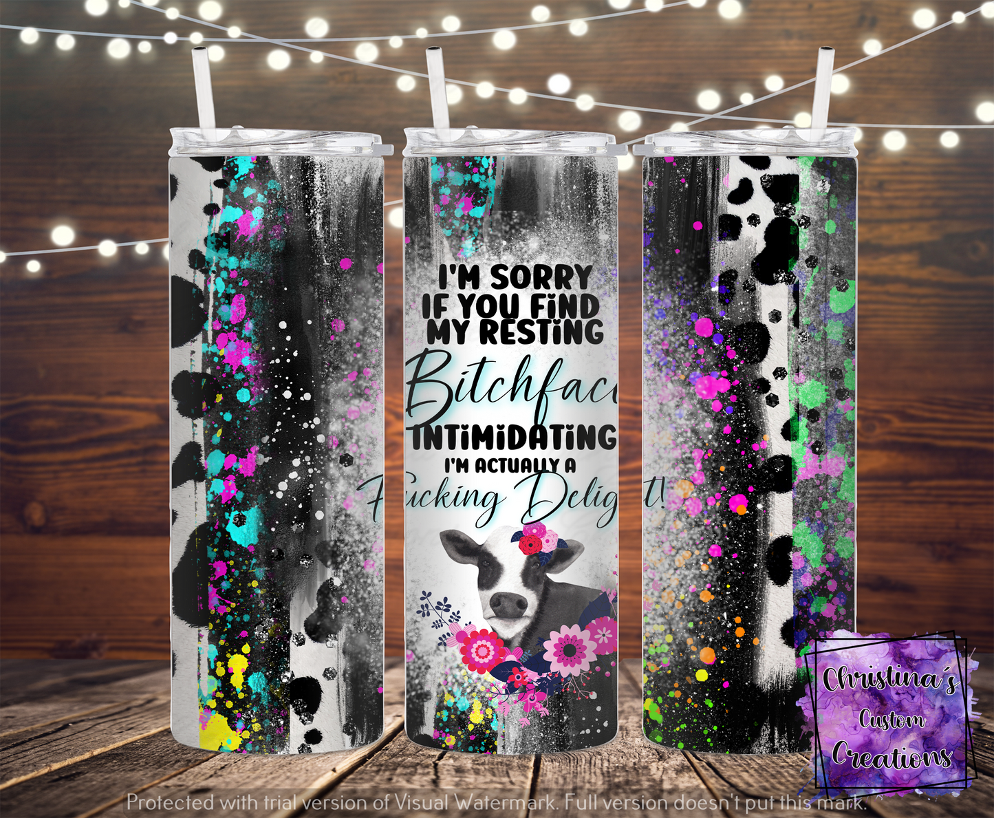 Resting Bitchface Insulated Tumbler with Plastic Lid and Sealed Reusable Straw | Adult Humor Cup | Hot/Cold Tumbler
