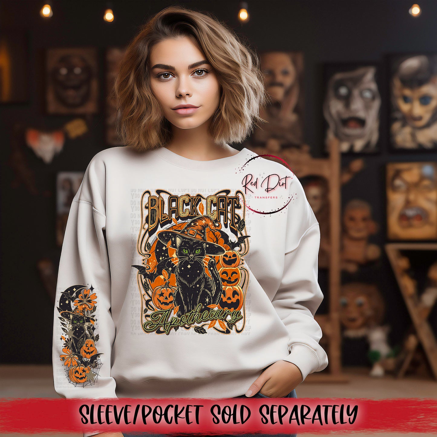 Black Cat Apothecary DTF Transfer | Trendy Spooky DTF Transfer | High Quality Image Transfers | Ready to Press | Instant Peel