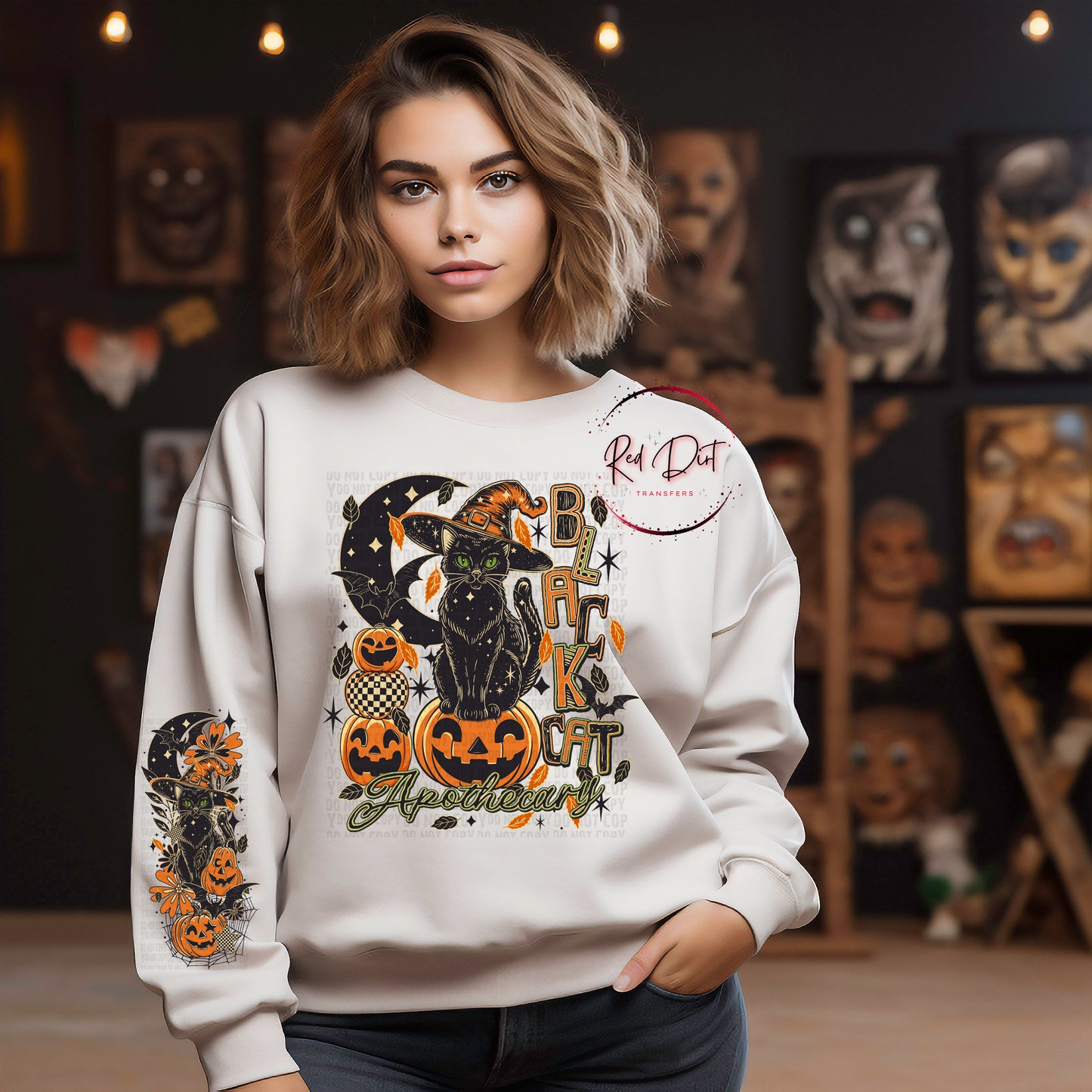 Black Cat Apothecary Sweat Shirt | Trendy Halloween Hoodie | Fast Shipping | Super Soft Shirts for Women
