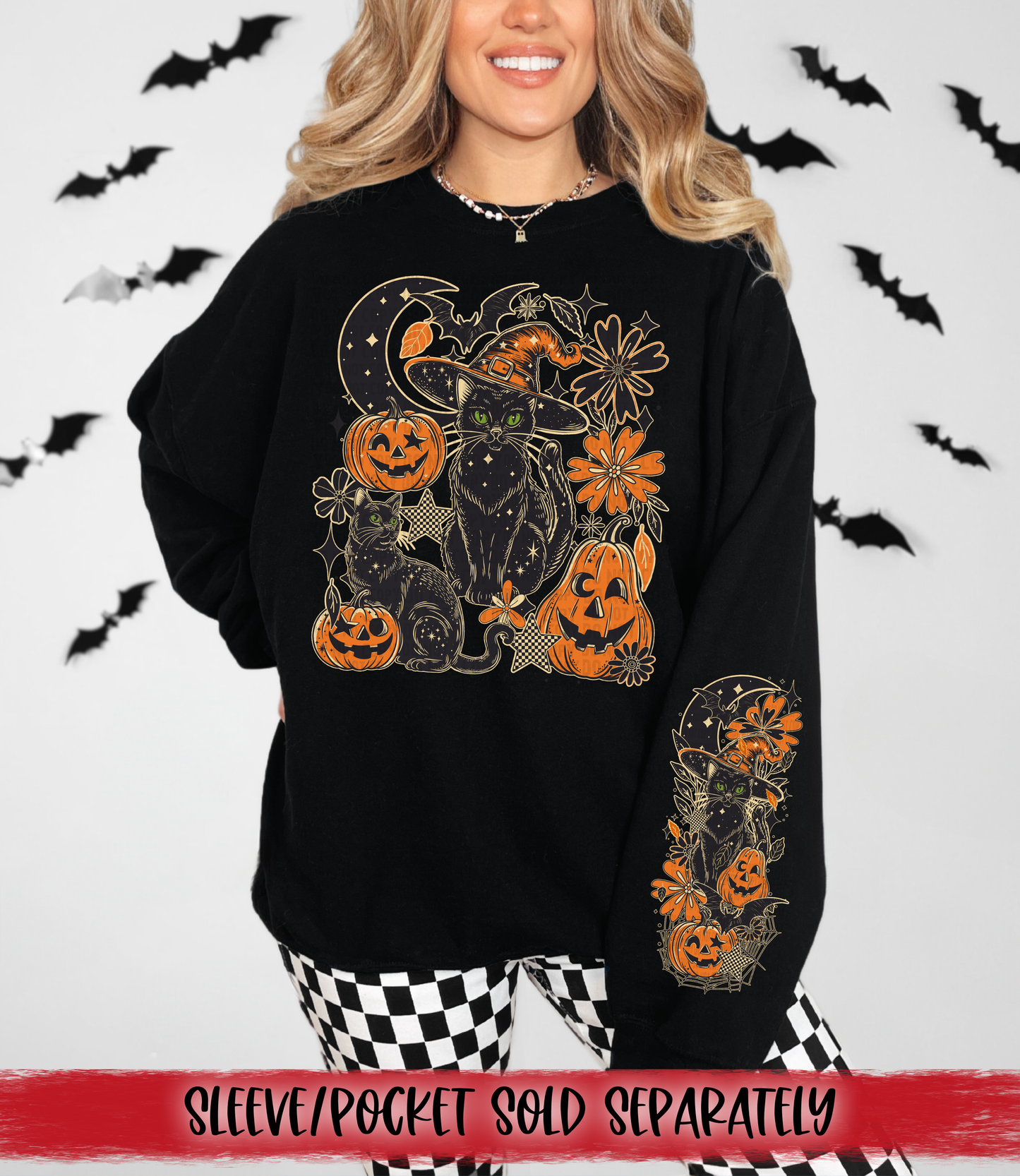 Black Cat (with outline) DTF Transfer | Trendy Halloween DTF Transfer | High Quality Image Transfers | Ready to Press | Instant Peel