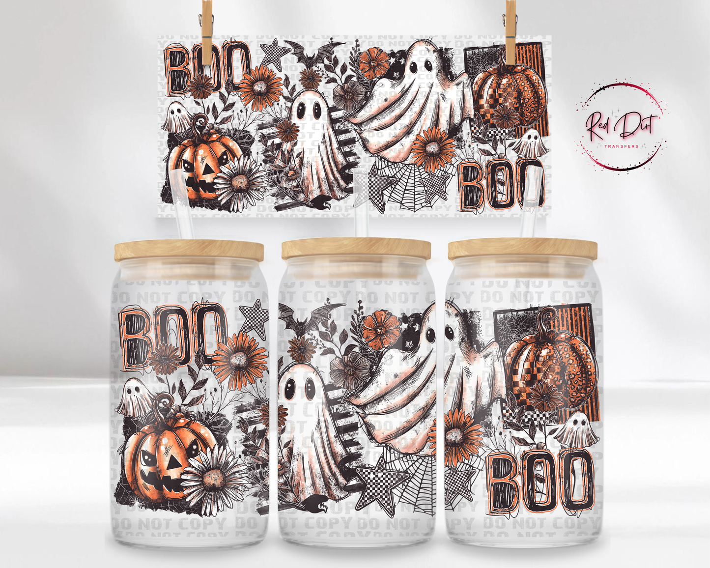 Boo UV DTF Libbey Transfer | Trendy Horror Characters Libbey Wrap | Ready to Transfer | High Quality | Waterproof UV Transfer