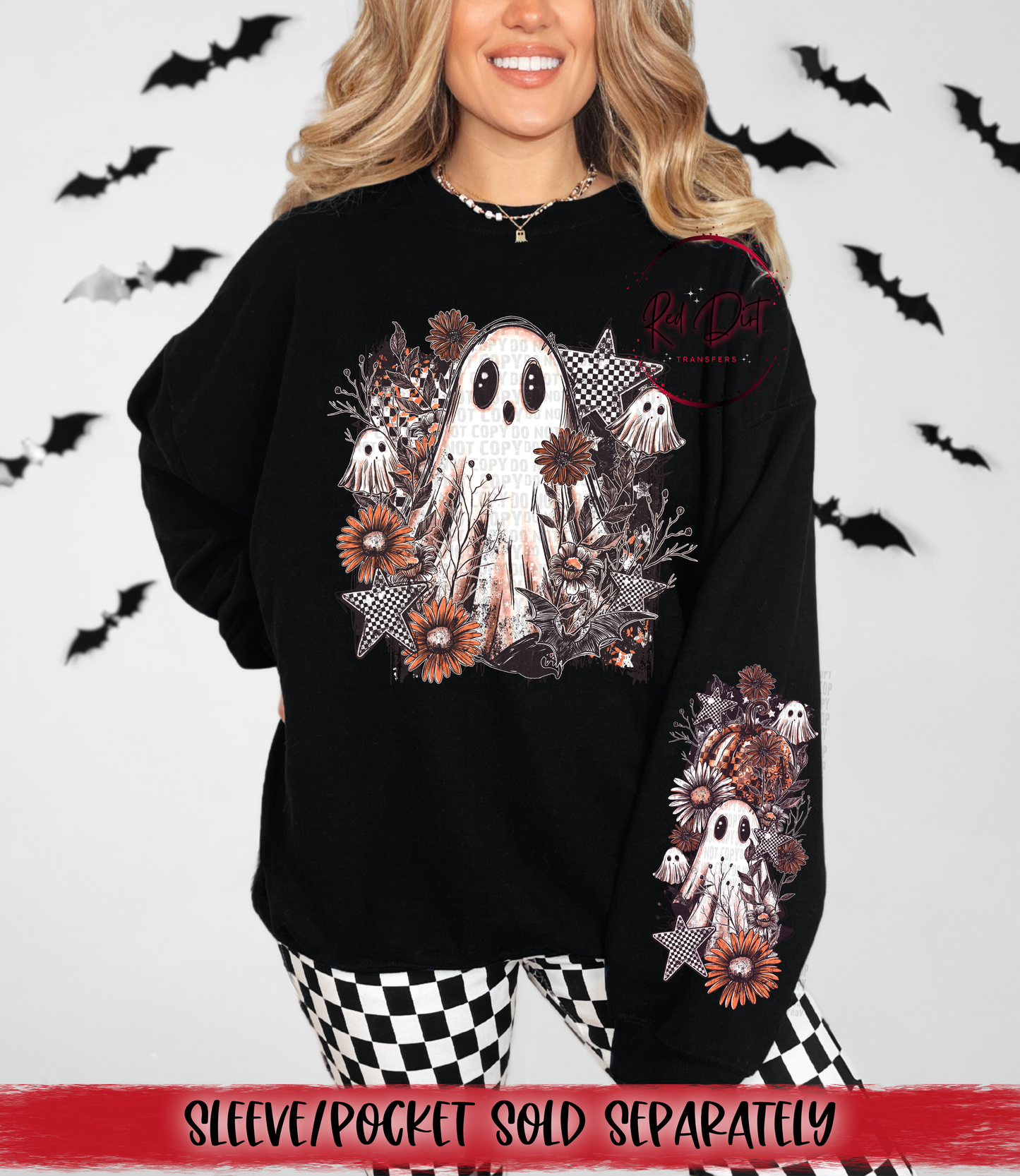 Boo Floral DTF Transfer | Trendy Halloween DTF Transfer | High Quality Image Transfers | Ready to Press | Instant Peel