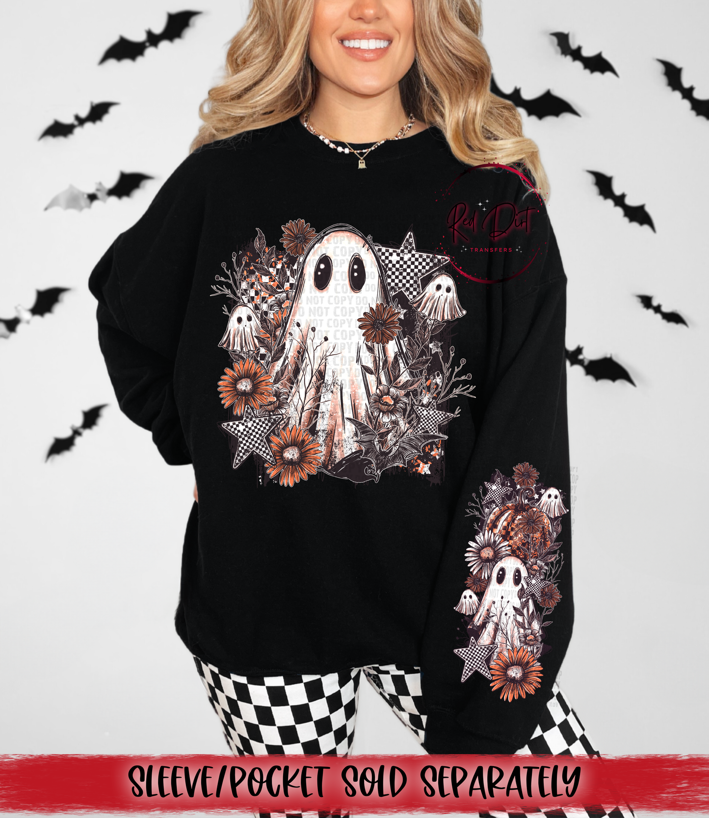 Boo Floral (no mouth) DTF Transfer | Trendy Halloween DTF Transfer | High Quality Image Transfers | Ready to Press | Instant Peel