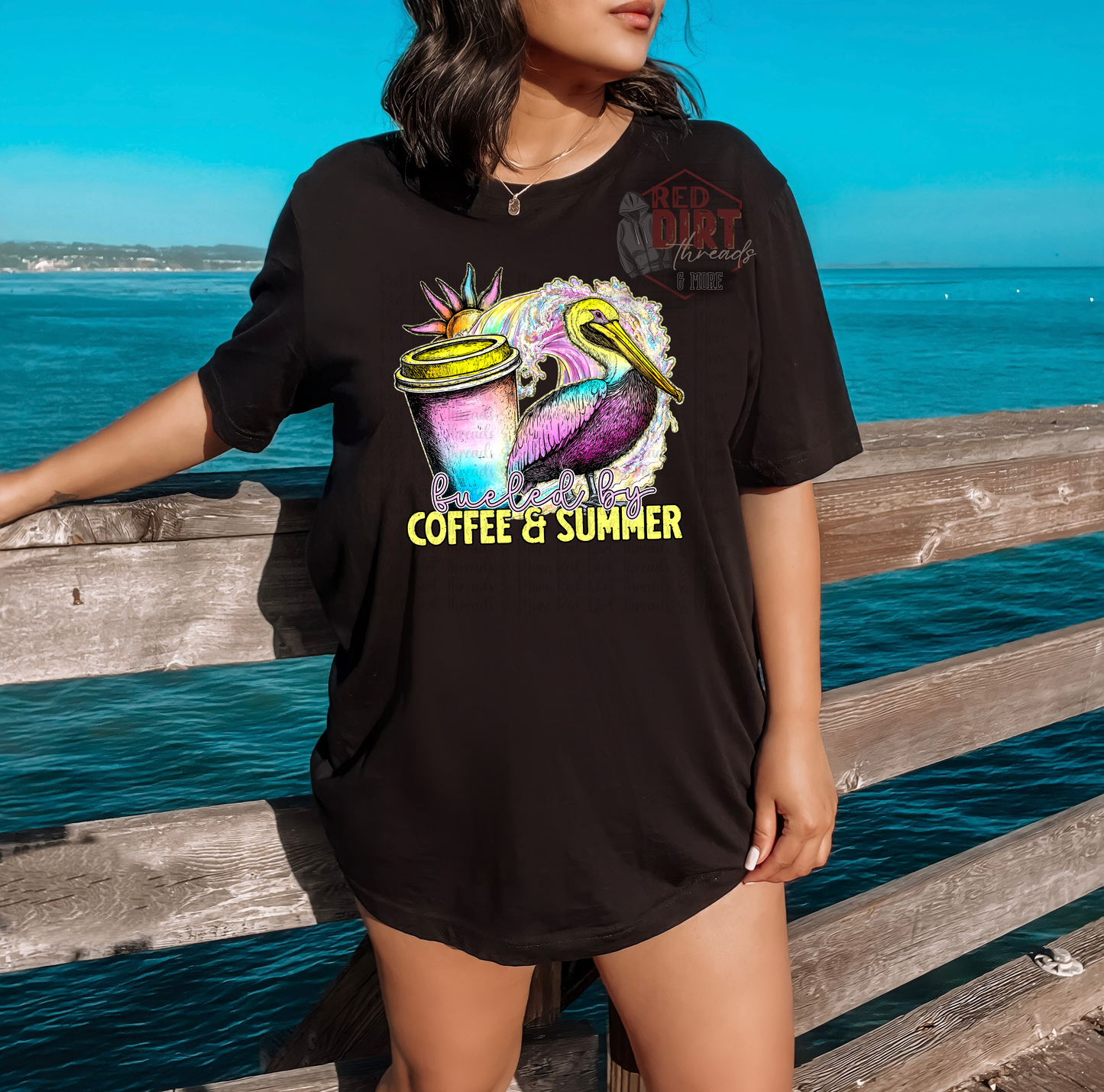 Fueled By Coffee and Summer DTF Transfer | Trendy Summer DTF Transfer | High Quality Image Transfers | Ready to Press | Fast Shipping