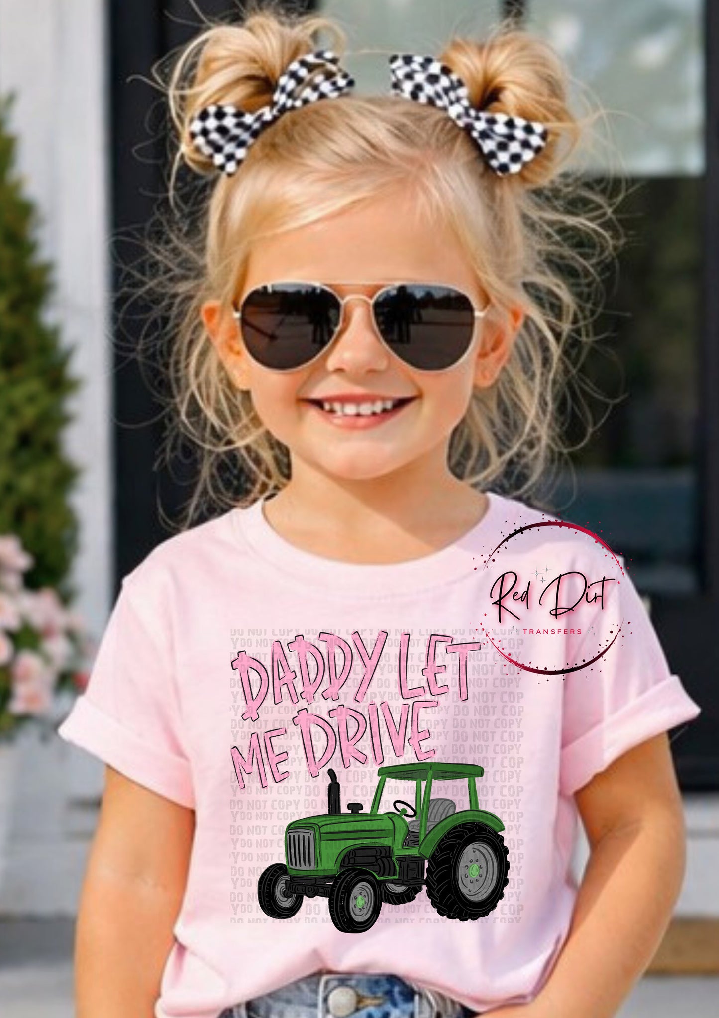 Daddy Let Me Drive DTF Transfer | Pink Tractor Transfer | Farm Girl Shirt Transfer | Country Kids Design