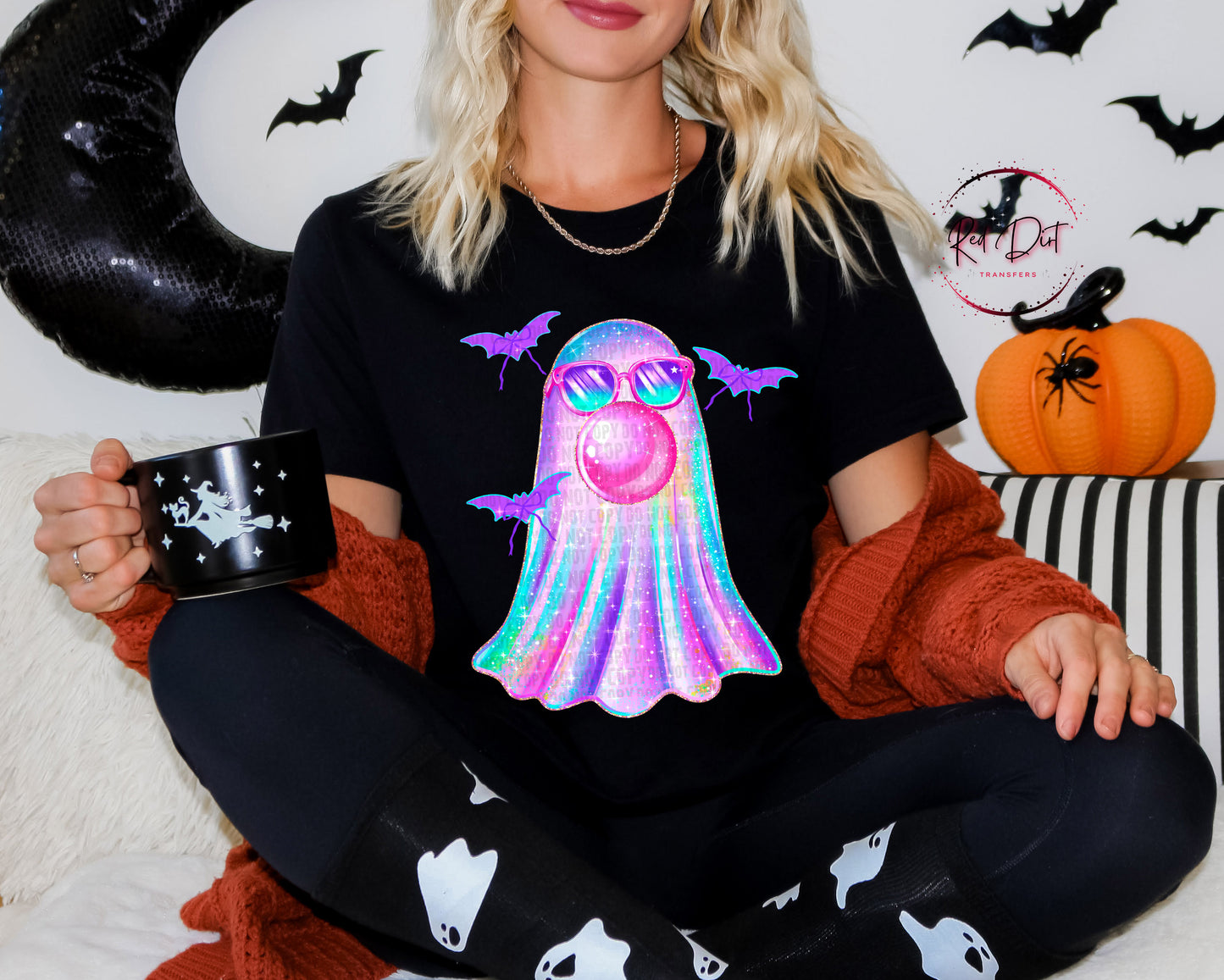 Colorful Ghost (Without Bow) DTF Transfer | Trendy Spooky DTF Transfer | High Quality Image Transfers | Ready to Press | Instant Peel