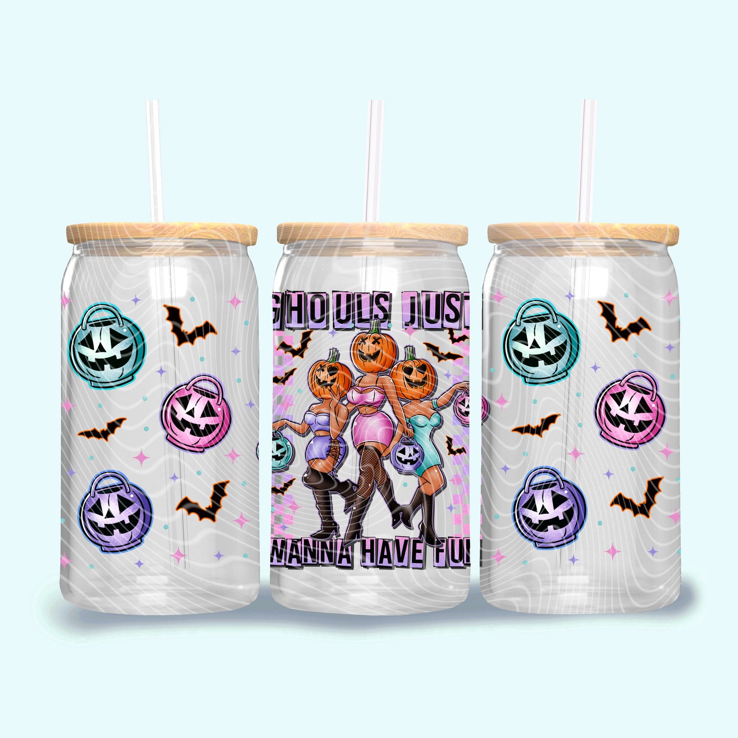 Ghouls Just Wanna Have Fun (Medium Skin) UV DTF Libbey Transfer | Trendy Halloween Libbey Wrap | Ready to Transfer | High Quality | Waterproof UV Transfer