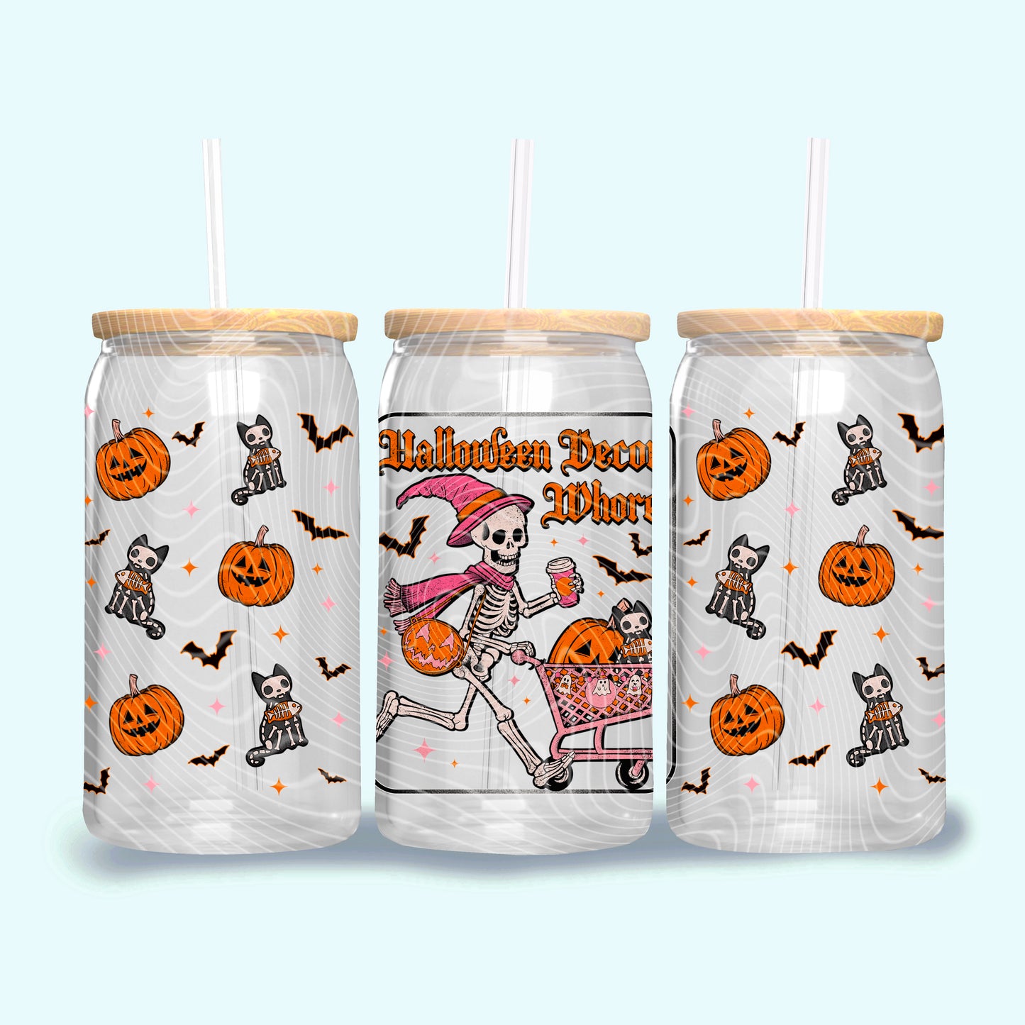 Halloween Decor Whore UV DTF Libbey Transfer | Trendy Halloween Libbey Wrap | Ready to Transfer | High Quality | Waterproof UV Transfer