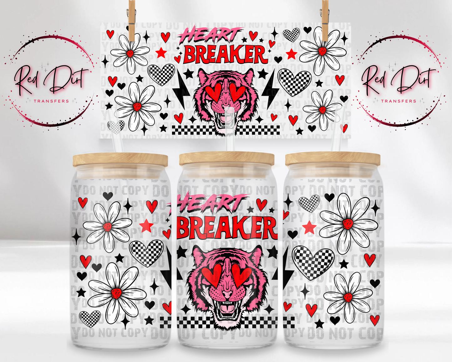 Heartbreaker UV DTF Libbey Transfer | Trendy Valentine's Day Libbey Wrap | Ready to Transfer | High Quality | Waterproof UV Transfer