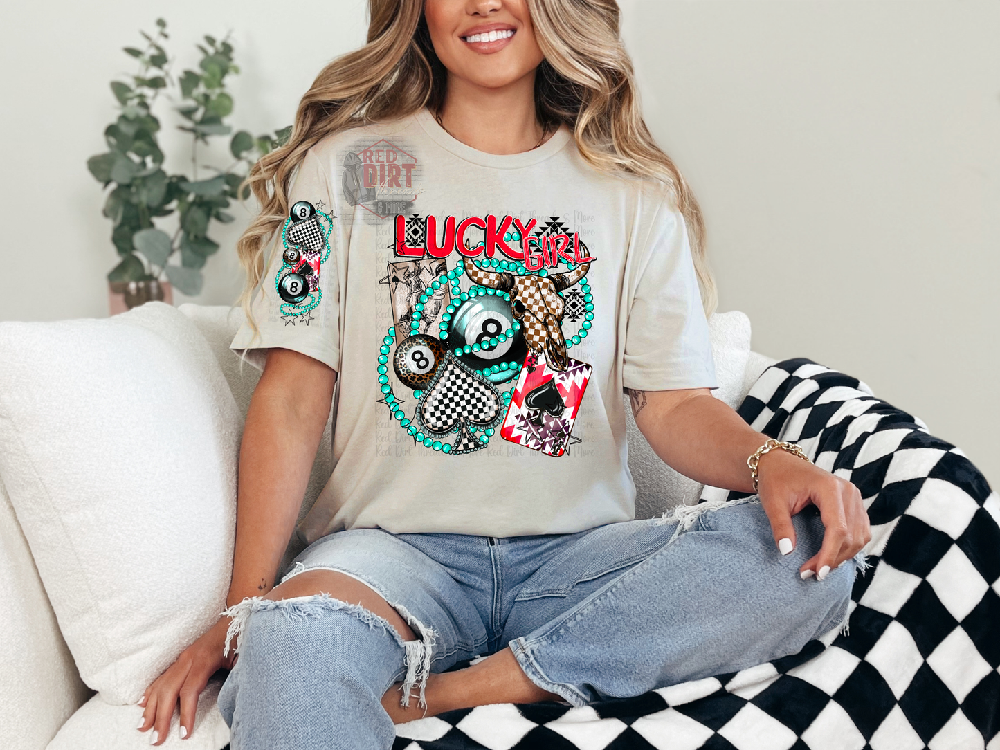 Lucky Girl DTF Transfer | Trendy Boho DTF Transfer | High Quality Image Transfers | Ready to Press | Fast Shipping