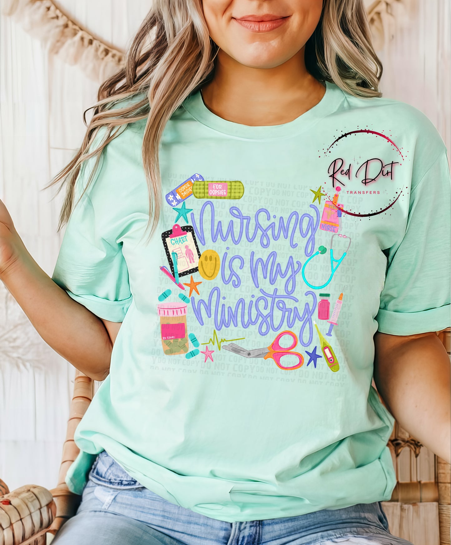 Nursing Is My Ministry DTF Transfer | Colorful Nurse Transfer | Healthcare Design | Ready to Press Heat Transfer