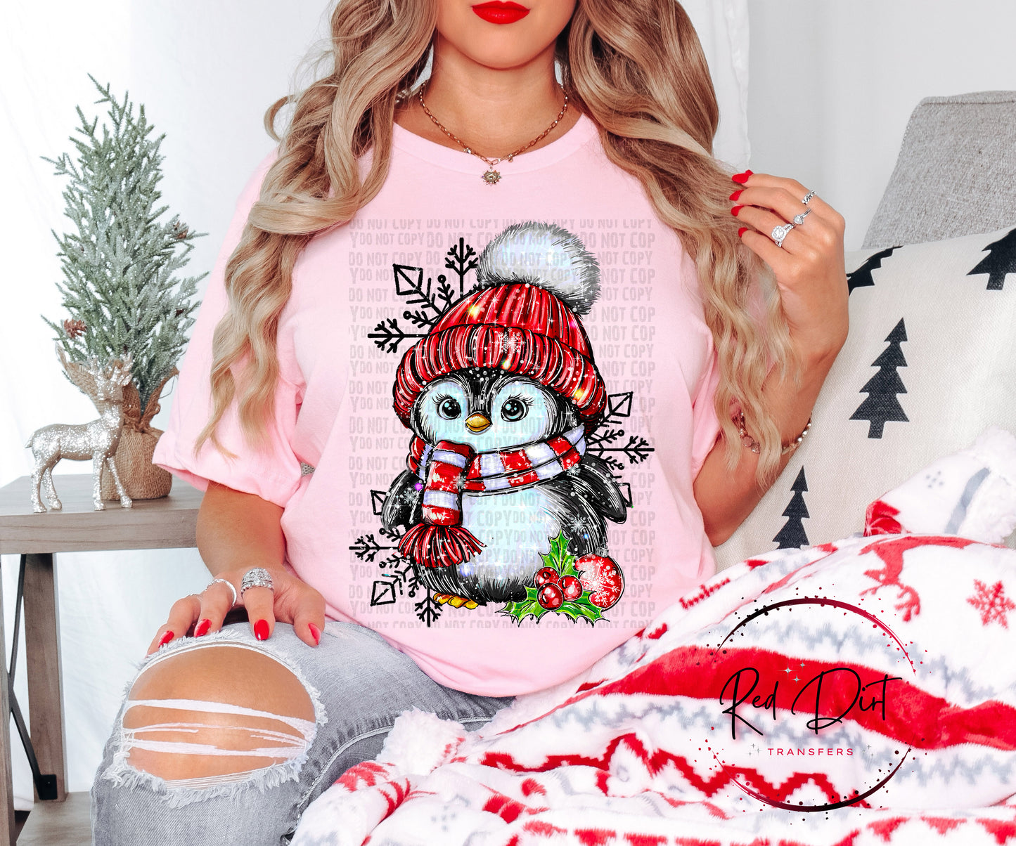 Christmas Penguin DTF Transfer | Trendy Christmas DTF Transfer | High Quality Image Transfers | Ready to Press | Instant Peel