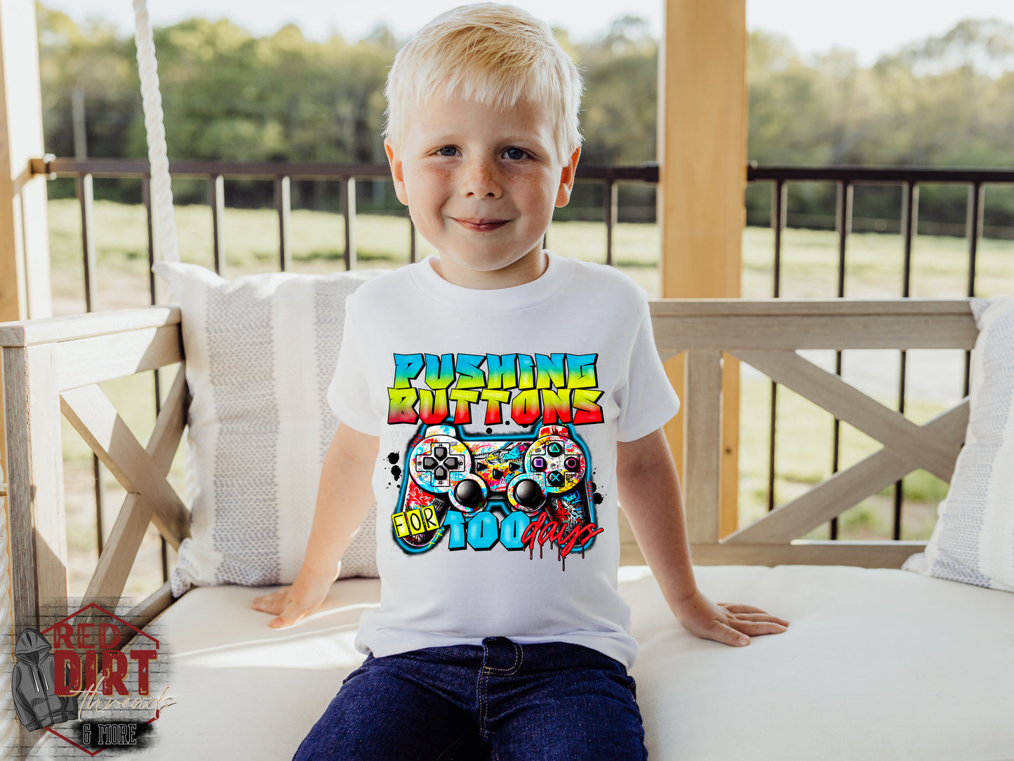 Pushing Buttons for 100 Days DTF Transfer | Trendy School DTF Transfer | Ready to Press | High Quality DTF Transfers | Fast Shipping