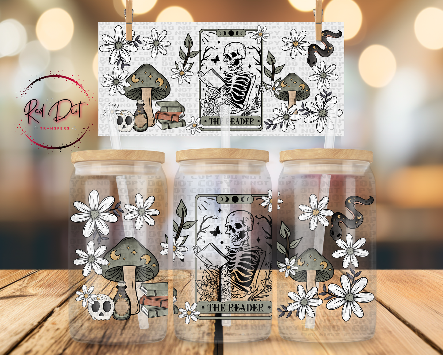 The Reader UV DTF Libbey Transfer | Trendy Bookish Libbey Wrap | Ready to Transfer | High Quality | Waterproof UV Transfer