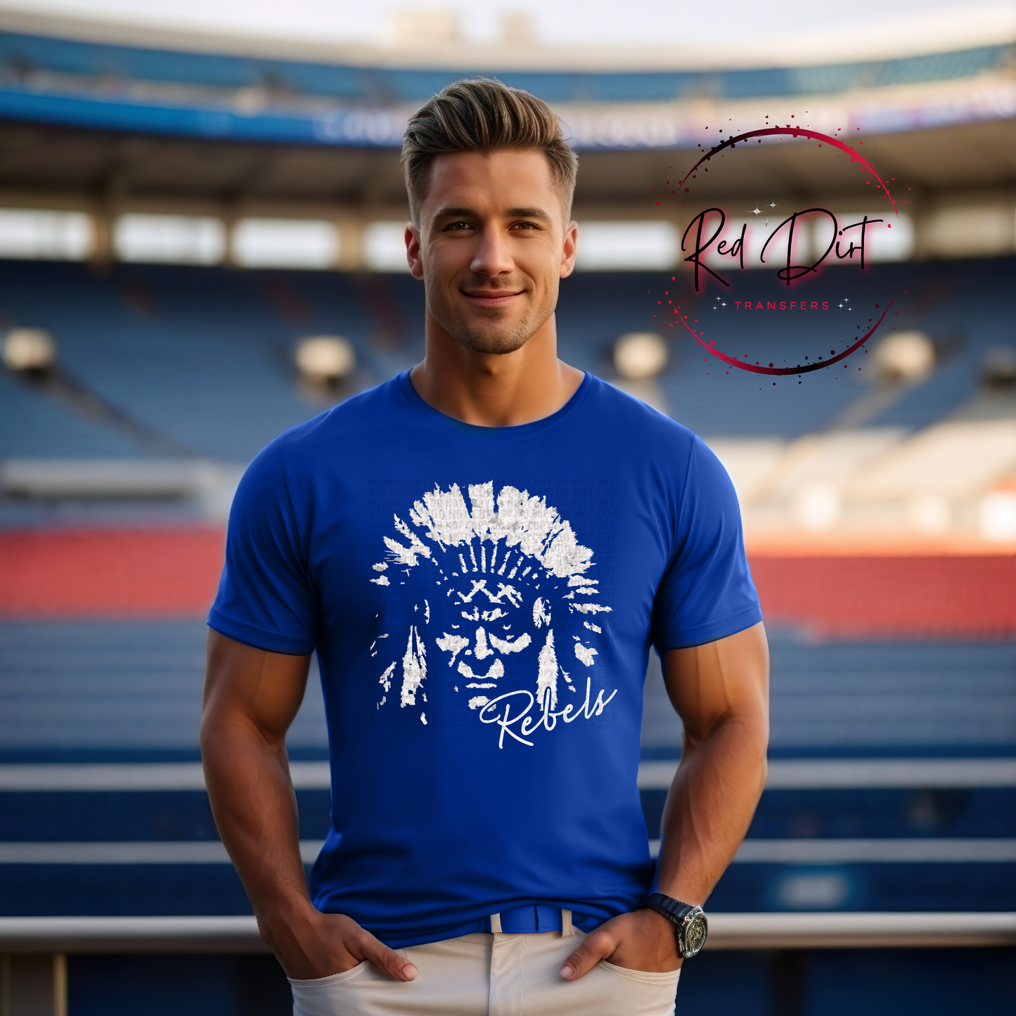 Rebels Aggressive Mascot DTF Transfer | Football Heat Transfer | Game Day Ready to Press Design | Red