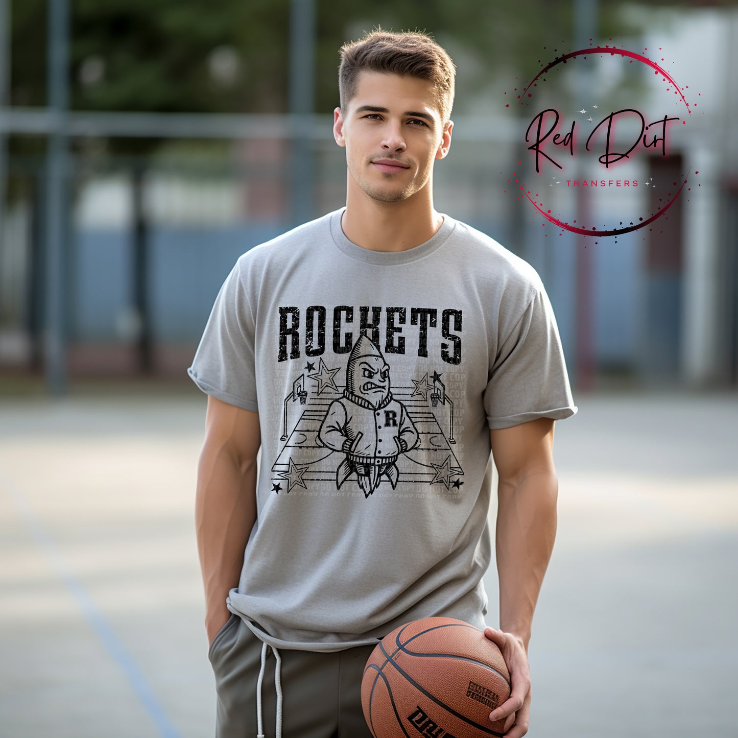Rockets Basketball Letterman DTF Transfer | Trendy School Spirit DTF Transfer | High Quality Image Transfers | Ready to Press | Instant Peel