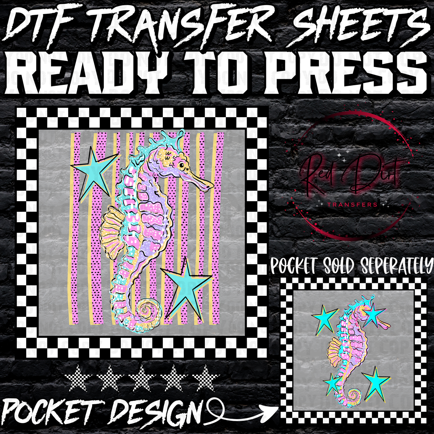 Seahorse no Star DTF Transfer, Beach Ready to Press Transfer, Coastal Summer Graphic, Ocean Boutique Design, Heat Transfer Print